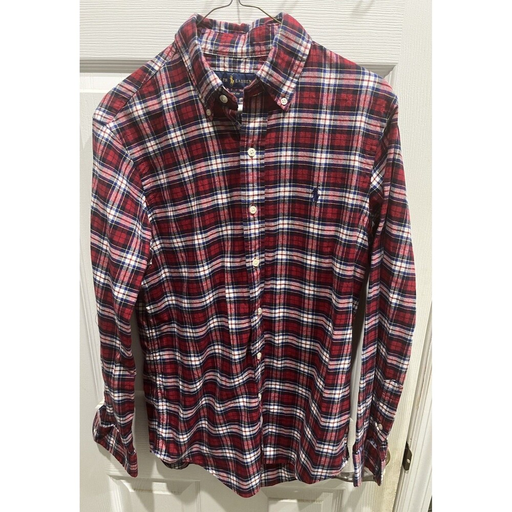 Polo Ralph Lauren Red Flannel Plaid button Up Shirt Mens Size S